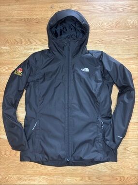 The North Face Black Hooded Rain Jacket with Logo Patch
